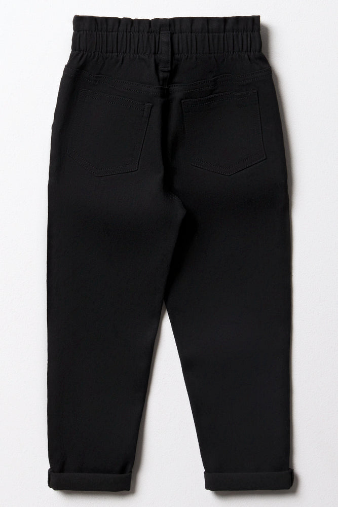 Mini Mom Paperbag Denim Jeans Black (2)