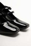 Double Strap Block Heel Shoes Black (2)