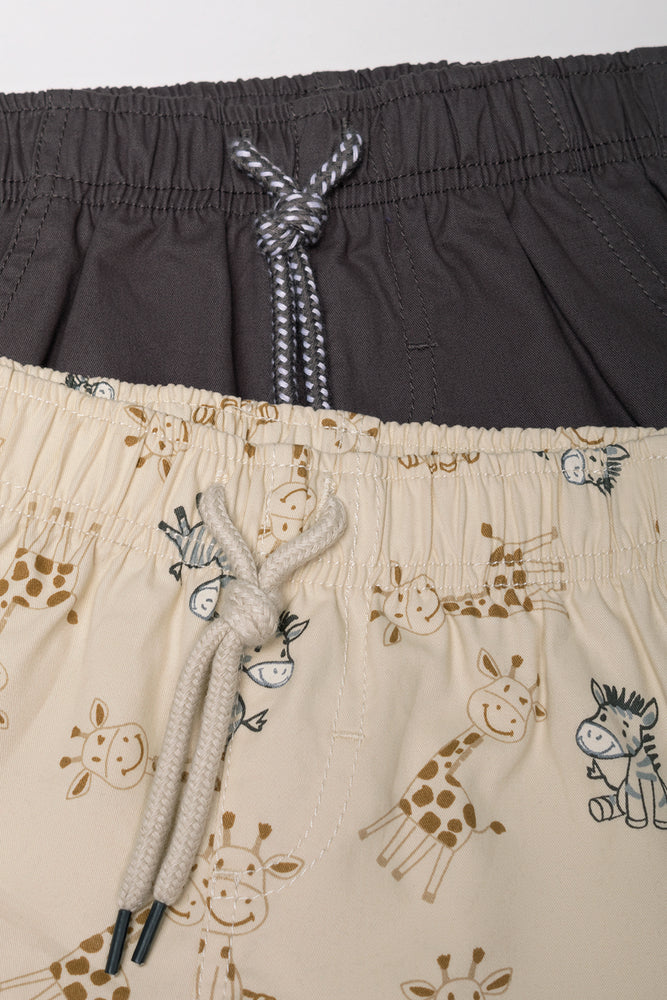 2 Pack Shorts Grey And Natural (1)
