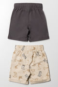 2 Pack Shorts Grey And Natural (2)