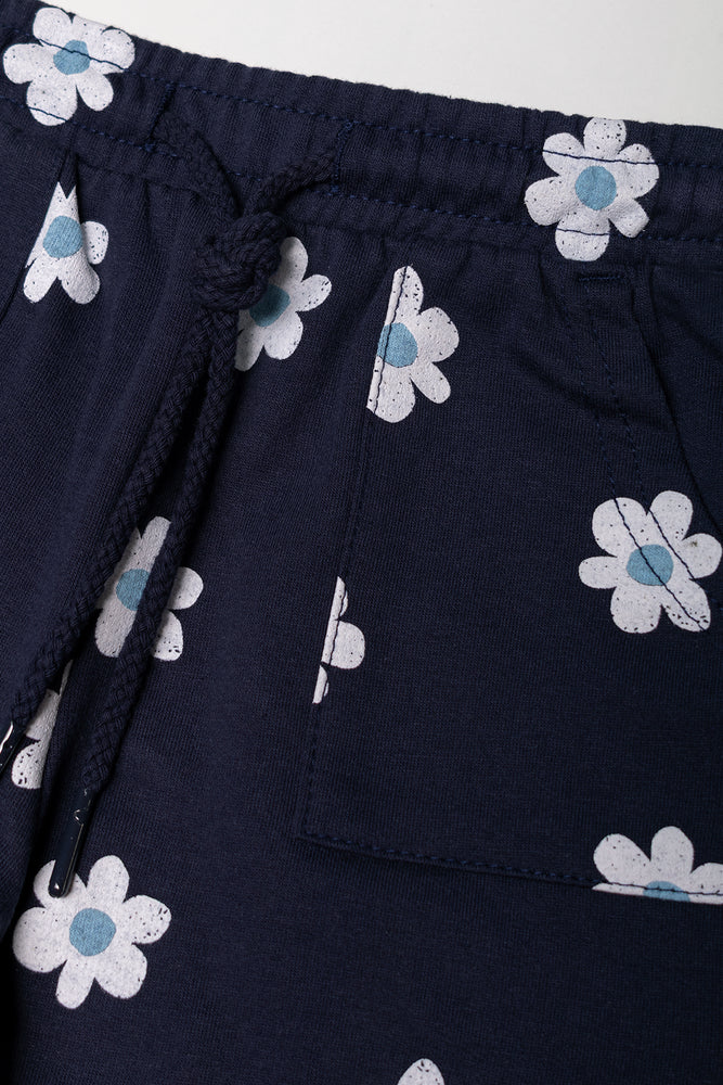 Flower Shorts Navy (1)