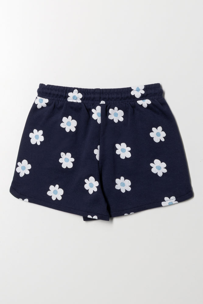 Flower Shorts Navy (2)