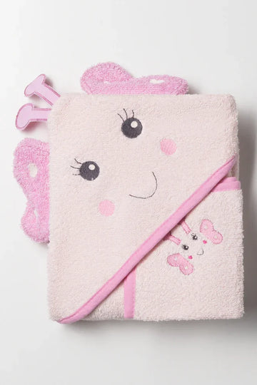 2 Pack Butterfly Towel Pink