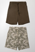 2 Pack Cotton Twill Shorts Khaki Stone