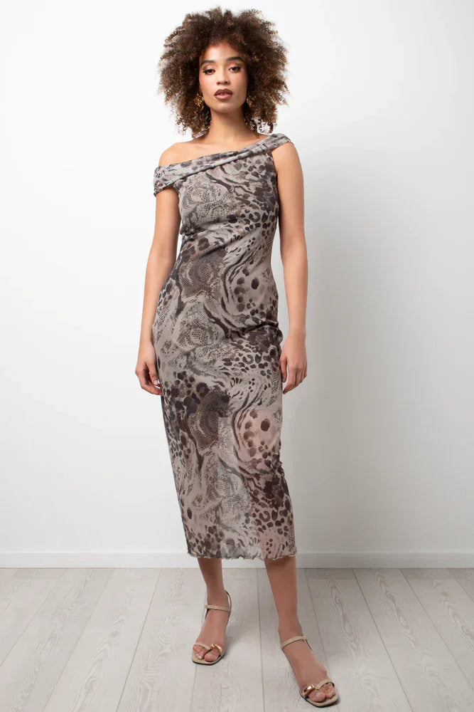 Mesh Bodycon Dress Natural