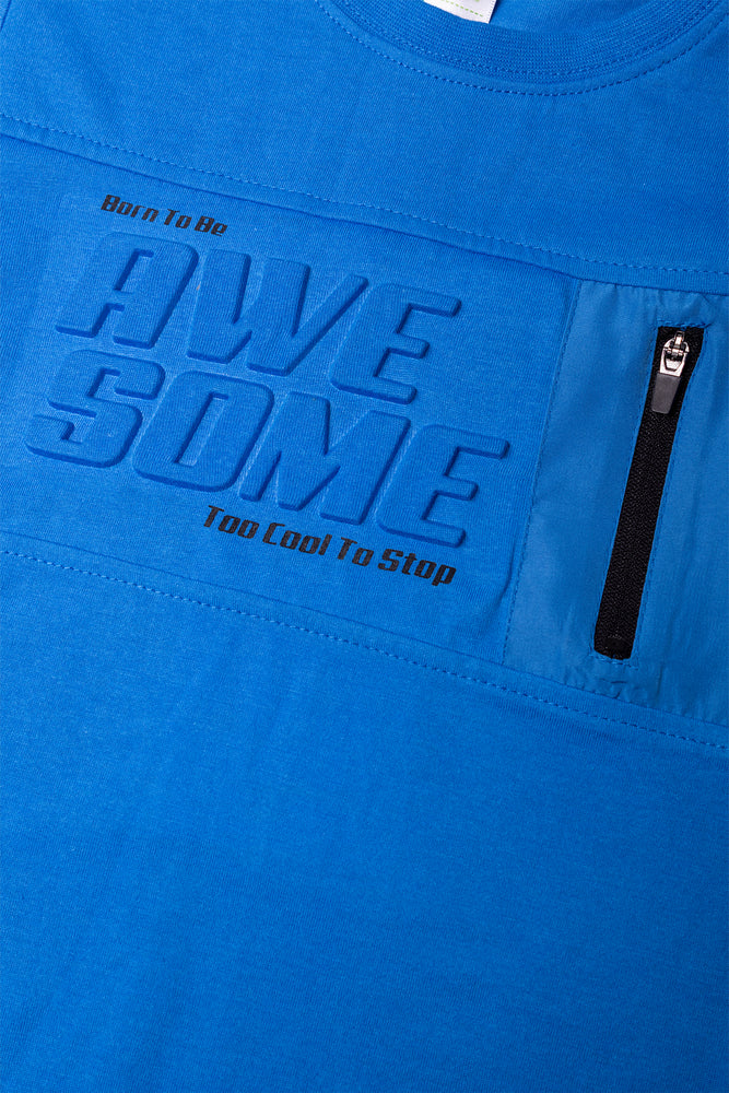 Zipper Tuxedo Short Sleeve T-Shirt Blue (1)