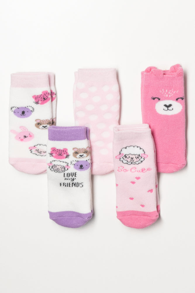 5 Pack Socks Pink