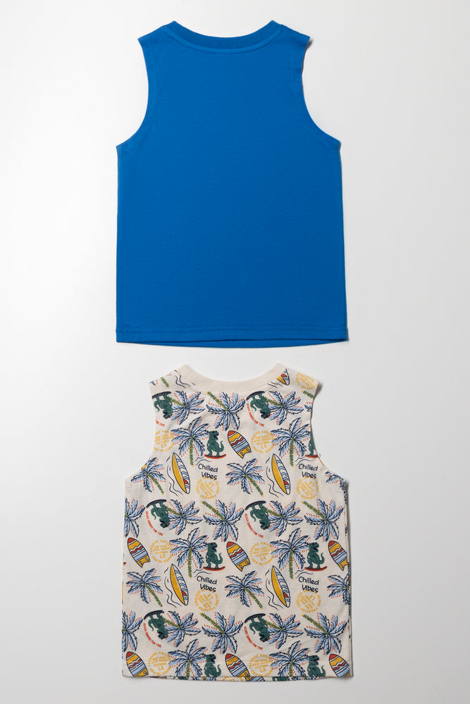 2 Pack Tropical Vests Natural & Blue (2)