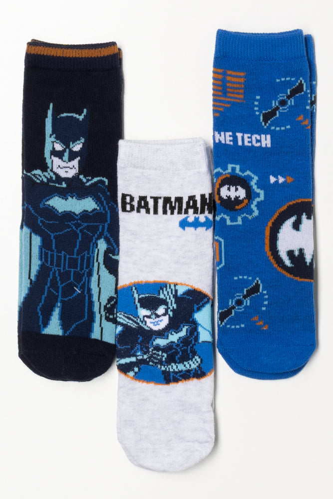 Batman 3 Pack Socks Blue, Grey And Navy