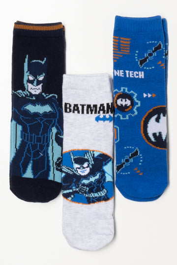 Batman 3 Pack Socks Blue, Grey And Navy