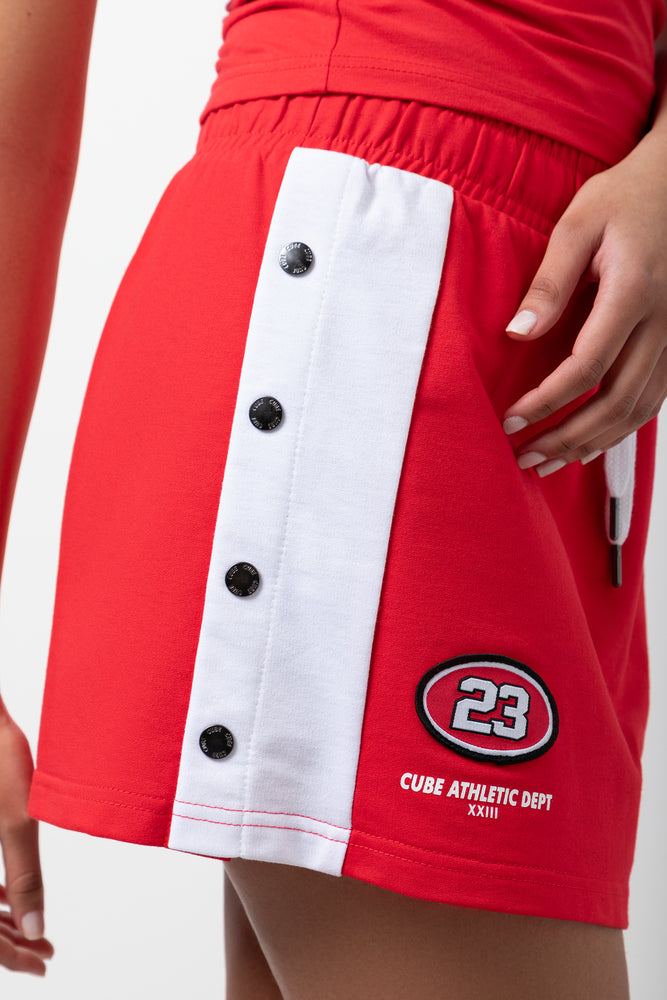 Fleece Skirt With Side Poppers Red (3)