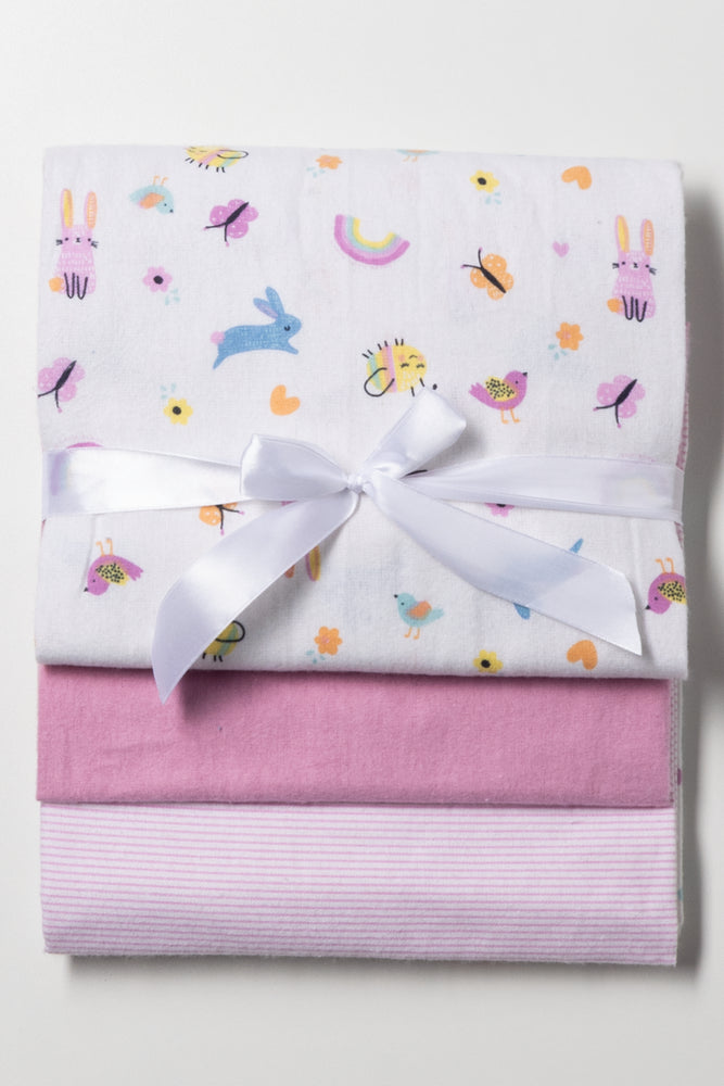 3 Pack Receiver Blankets Pink