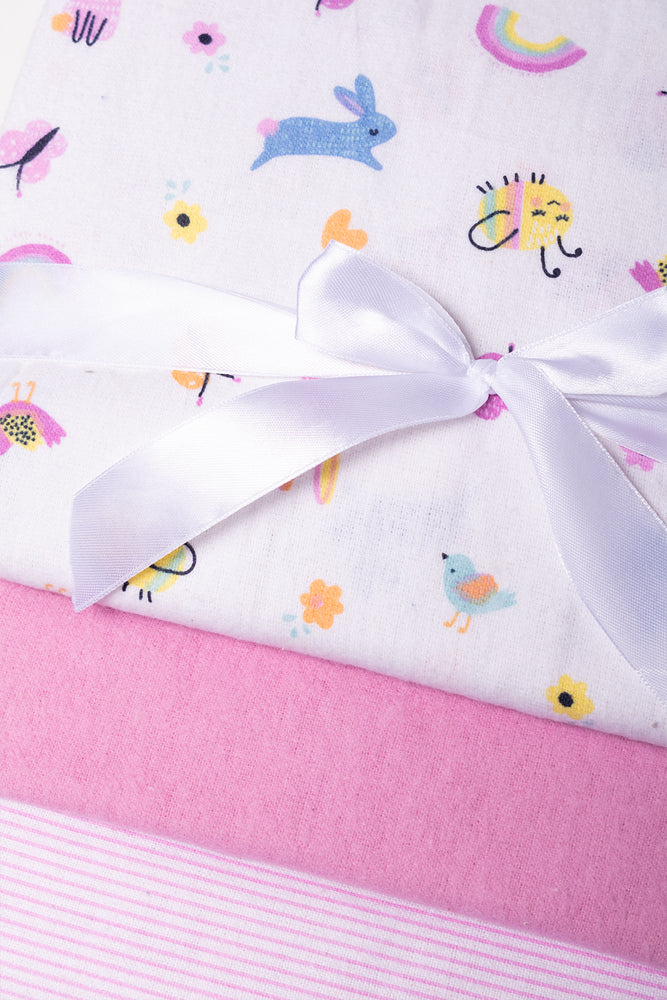 3 Pack Receiver Blankets Pink