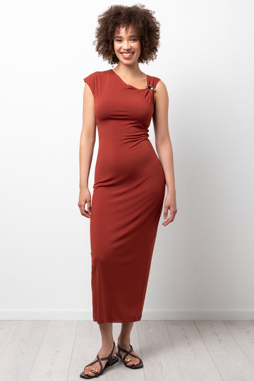 Maxi Shoulder Cut Out Dress Rust