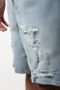 Rip & Repair Denim Shorts Light Wash (2)
