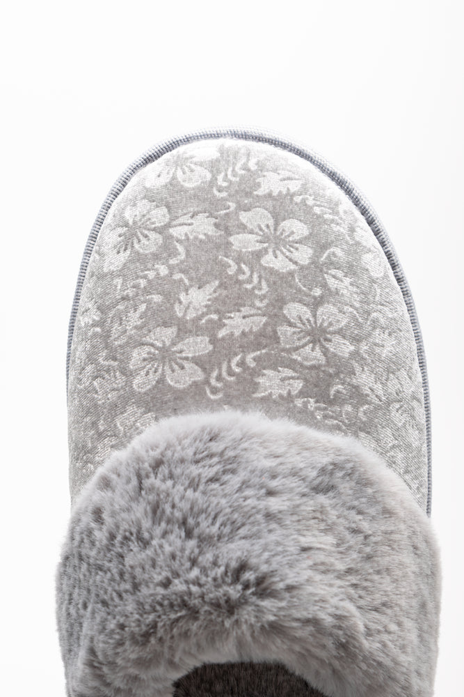 Embossed Velvet Slipper Grey (4)