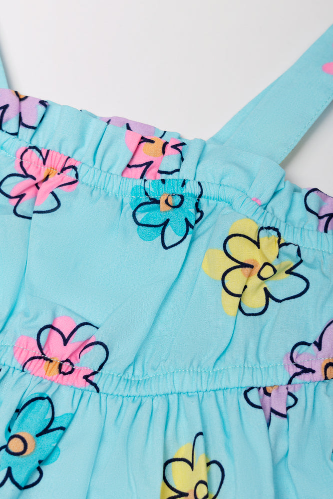 Strappy Babydoll Dress Aqua