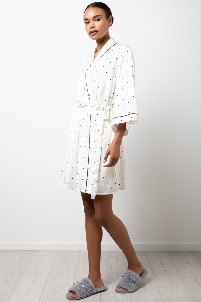 Polka Dot Satin Gown White (1)
