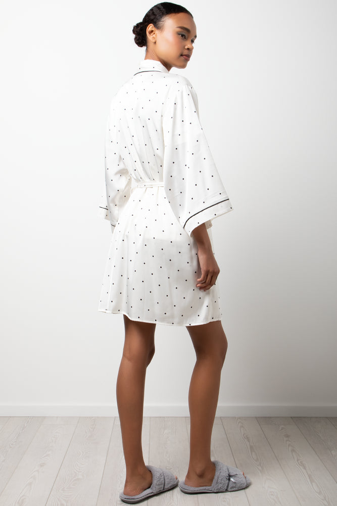 Polka Dot Satin Gown White (2)