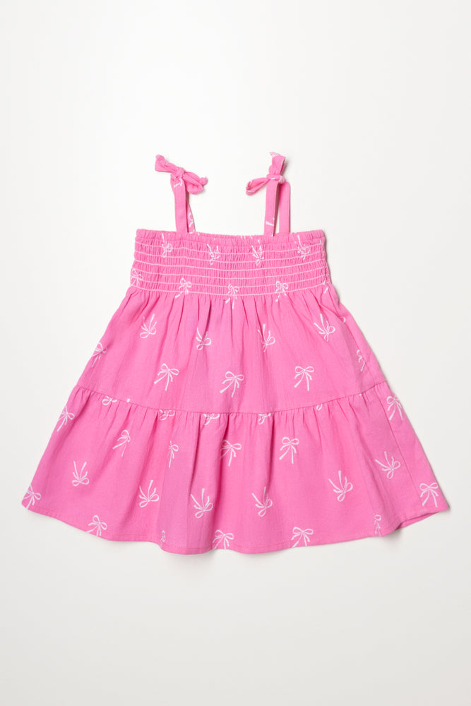 Strappy Tiered Woven Dress Pink
