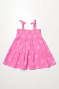 Strappy Tiered Woven Dress Pink