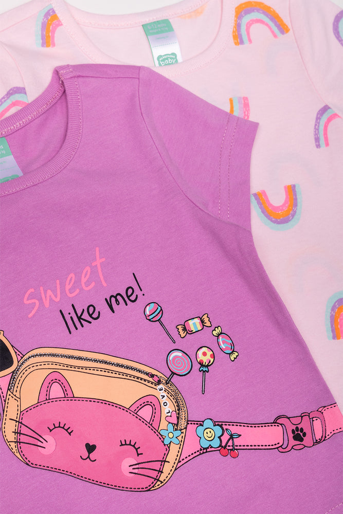 2 Pack T-Shirts Purple And Pink