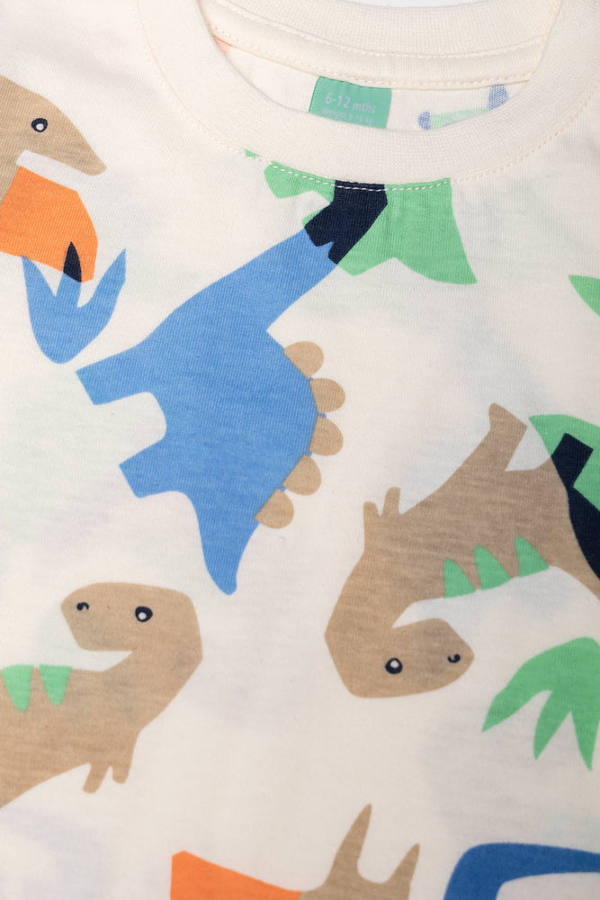 2 Pack Dinosaur T-Shirts Navy And Cream (2)