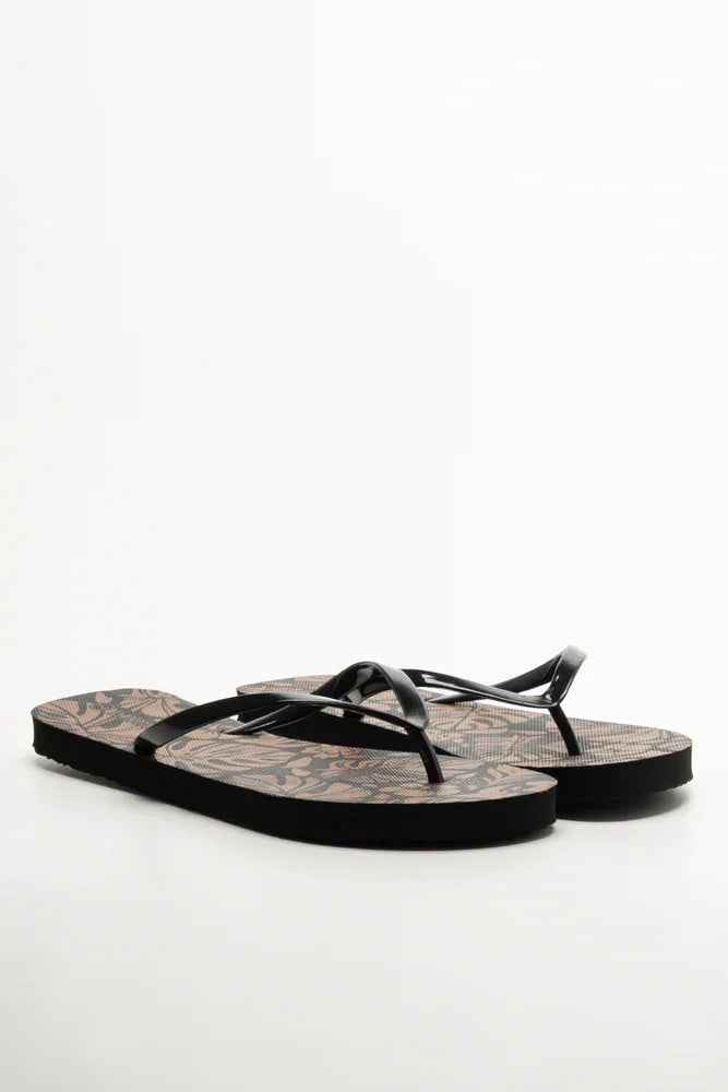 Printed Flip Flops Black