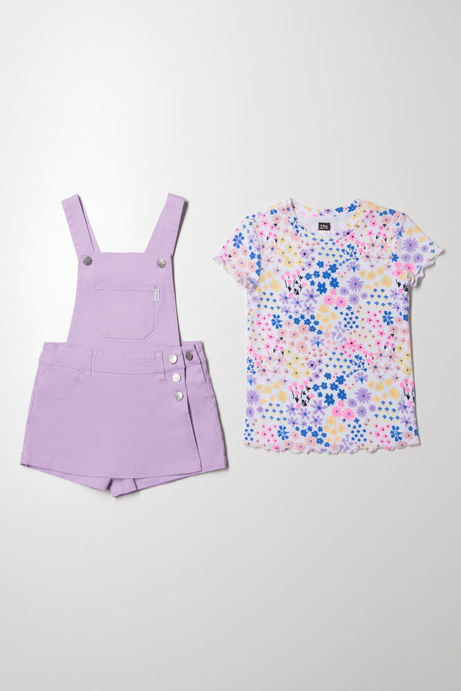 Ditsy Floral Skorts Dungaree Purple (3)