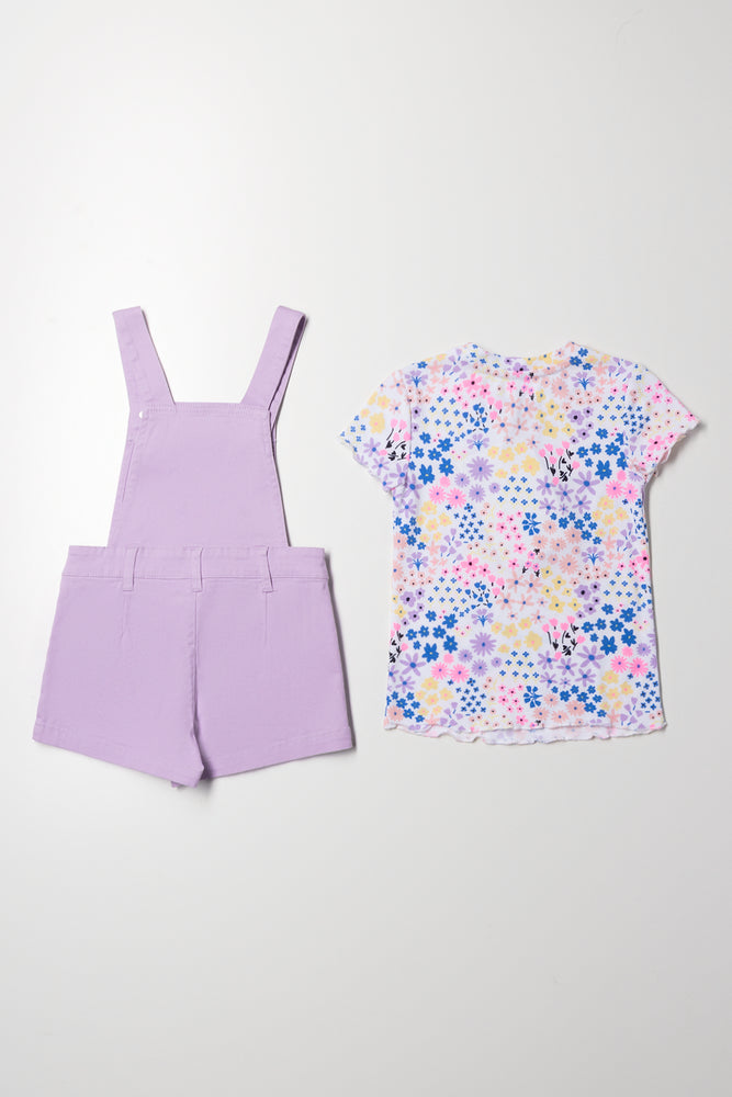 Ditsy Floral Skorts Dungaree Purple (4)