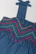 Smocked Denim Dress Blue (1)