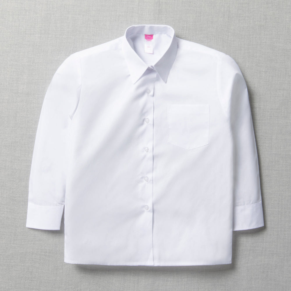 Girls School Long Sleeve Collar Shirt White Toughees (1)