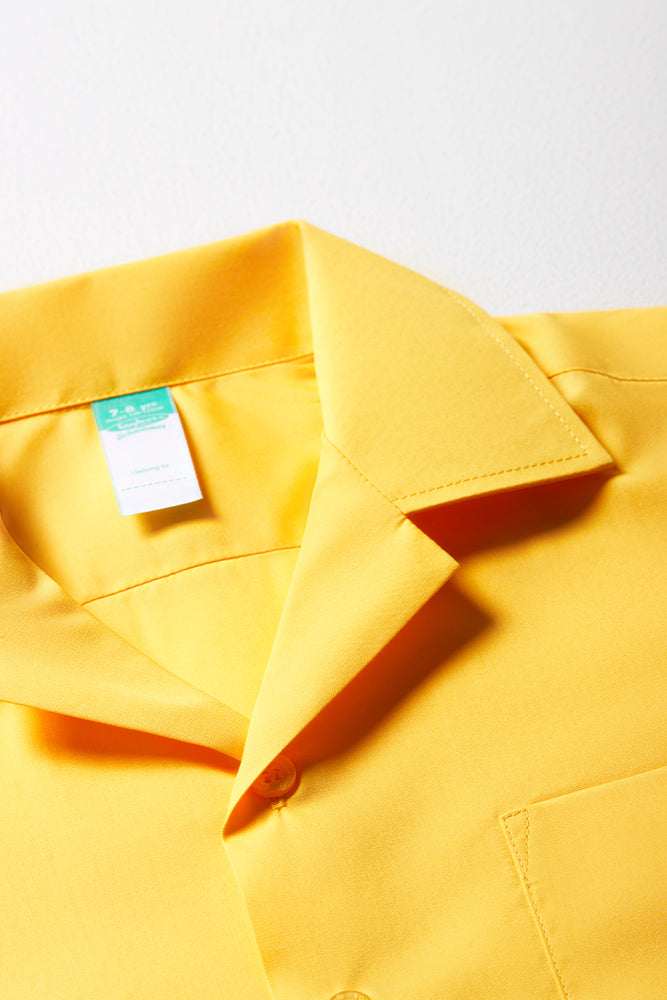 Unisex School Short Sleeve Open Neck Shirt Yellow Toughees (1)