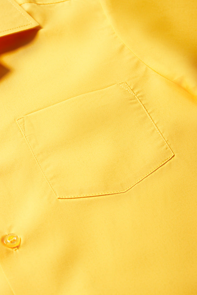 Unisex School Short Sleeve Open Neck Shirt Yellow Toughees (2)