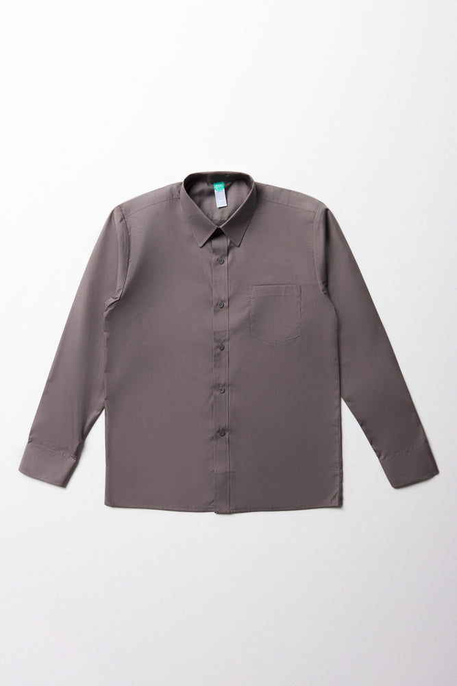 Unisex School Long Sleeve Collar Shirt Grey Toughees