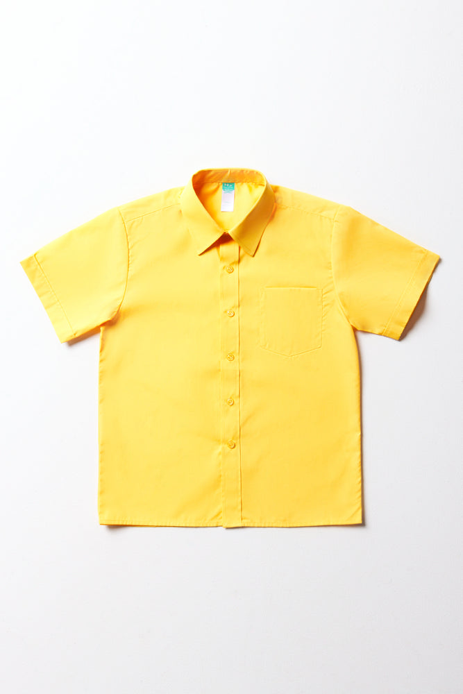 Unisex School Short Sleeve Collar Shirt Yellow Toughees