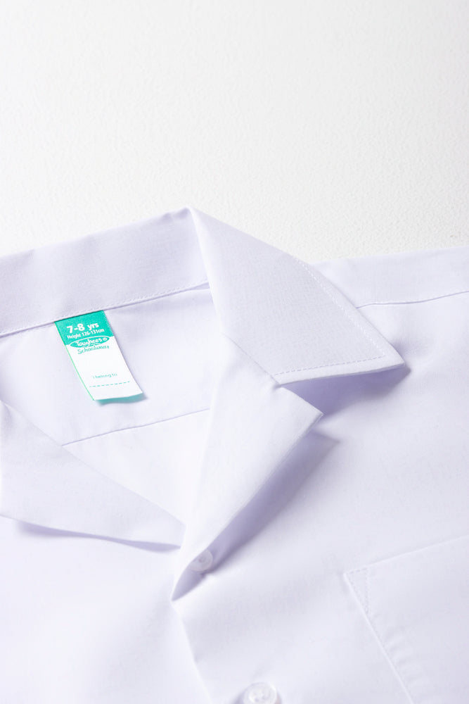 Unisex School Short Sleeve Open Neck Shirt White Toughees (1)