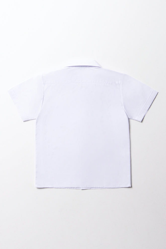 Unisex School Short Sleeve Open Neck Shirt White Toughees (3)