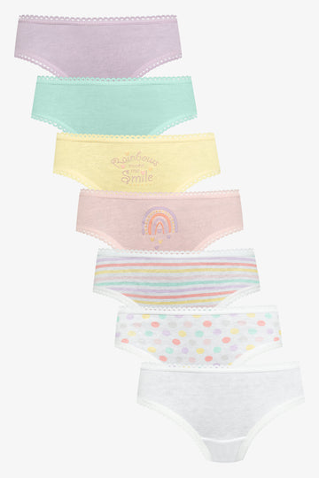7 Pack Rainbow Printed Bikini Panties Multi