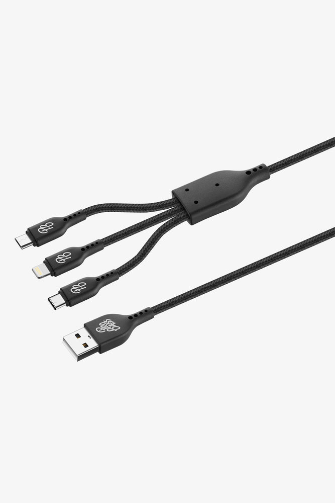 Pro Bass Braided 3-In-1 Charge Cable Black (1)