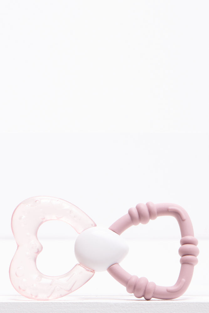 Abc Heart Teether Pink