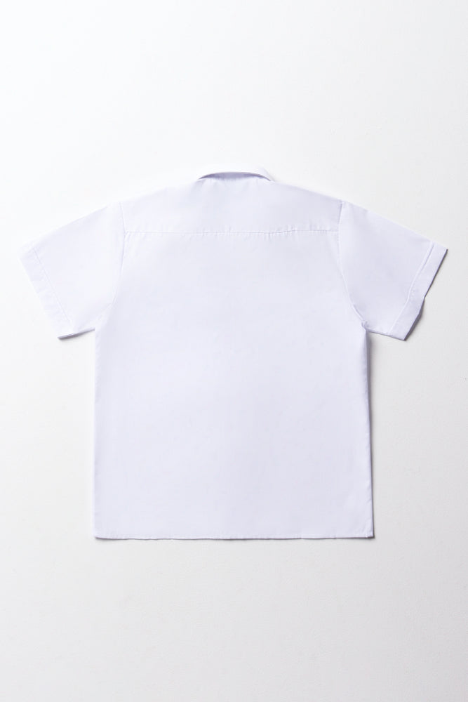 Unisex School Short Sleeve Collar Shirt White (4)
