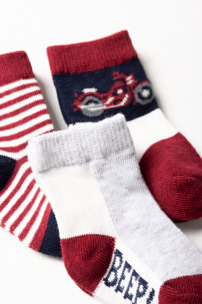 3 Pack Nautical Bike Socks Multi (1)