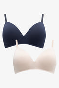 2 Pack Padded Wire Free Bras Navy & Natural (1)