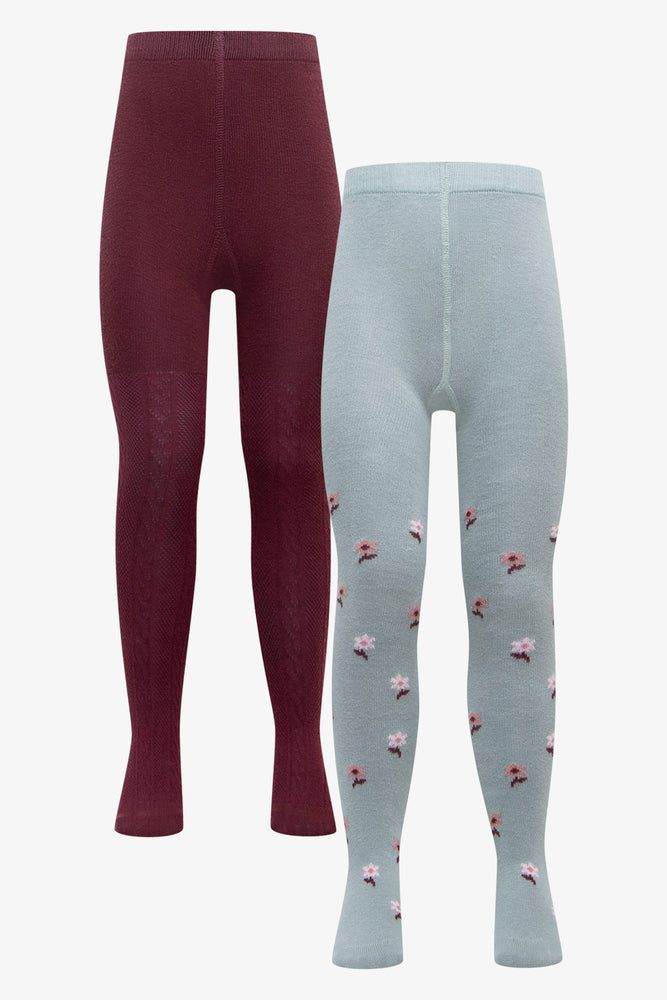 2 Pack Printed Tights Blue (2)