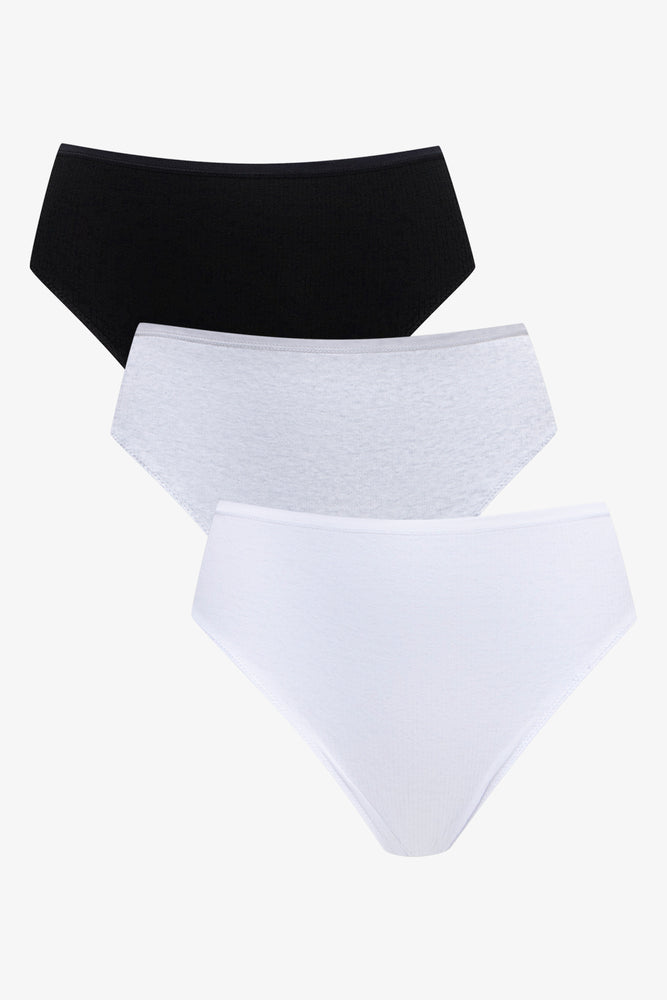 3 Pack Brazilian Panties Grey, Black & White