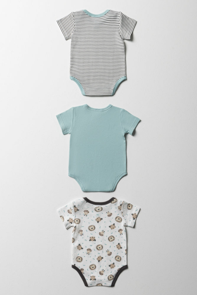 3 Pack Short Sleeve Bodyvests Green (4)