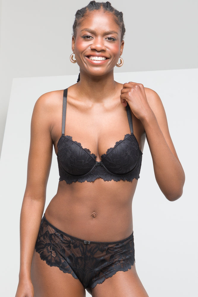 2 Pack Summer Lace Balconette Bra Black & Taupe(sml)