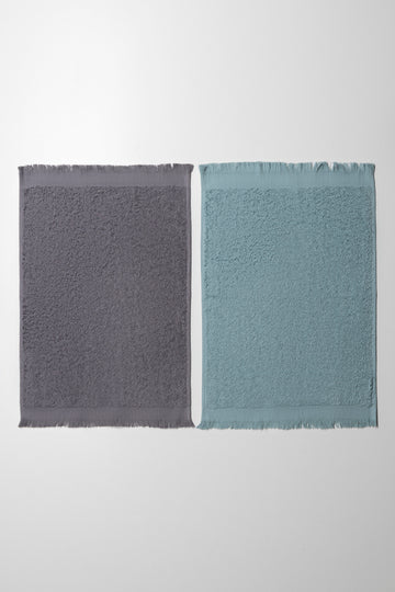2 Pack Fringed Guest Towel  Trellis & Smoke Pearl
