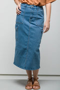Utility Denim Skirt Mid Blue (1)